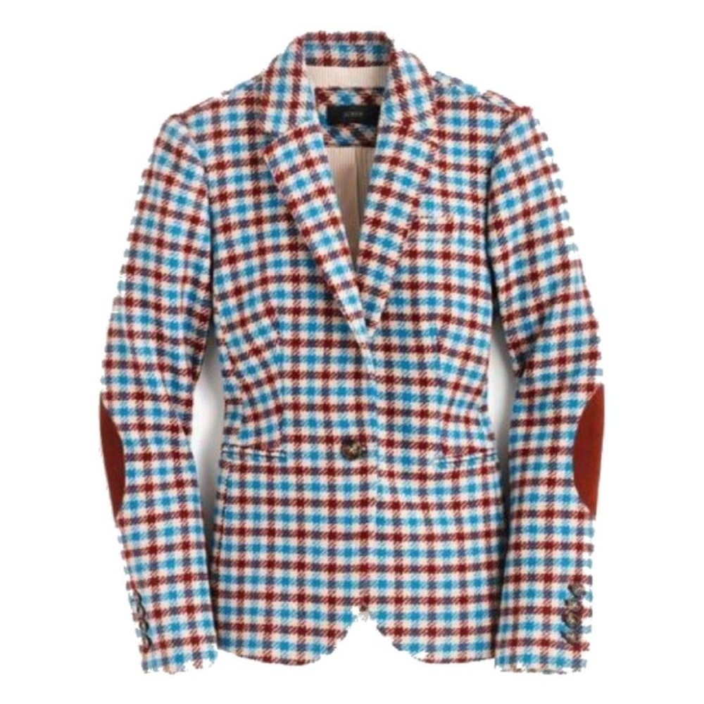 J.Crew plaid elbow patch Campbell blazer plaid houndstooth RARE - Picture 3 of 10